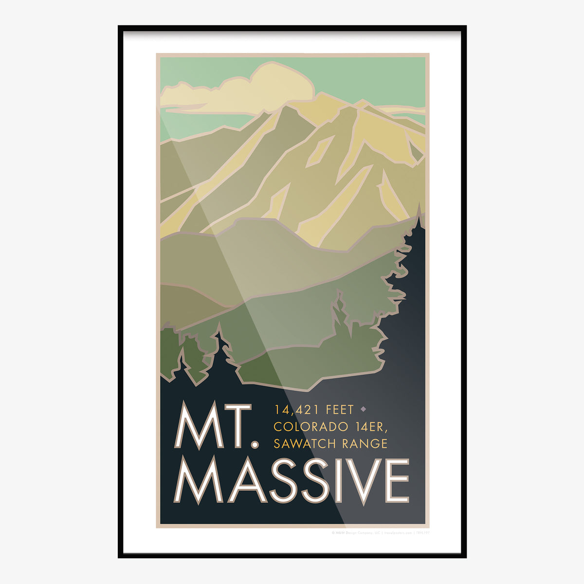 Mt. Massive Colorado 14er Travel Poster