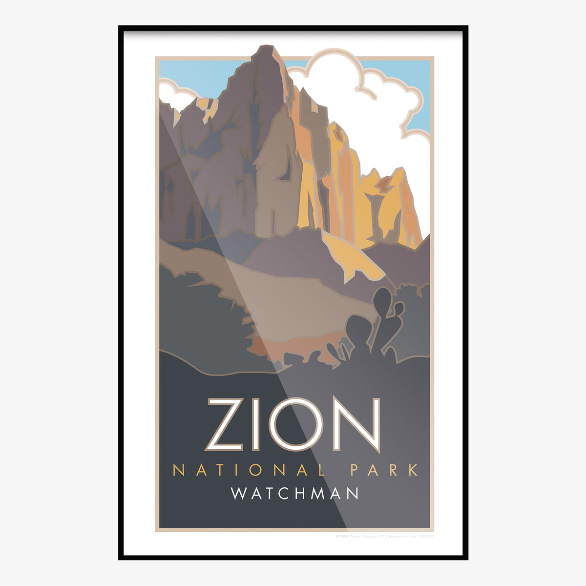 Zion National Park The Watchman Utah Travel Poster