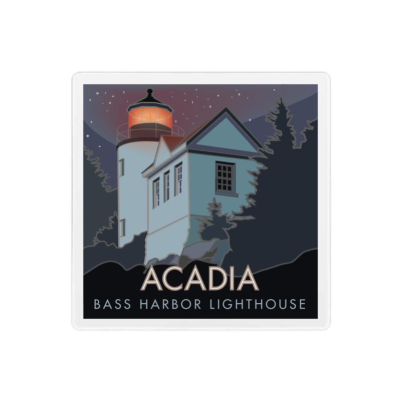 Acadia National Park, Bass Harbor Head Lighthouse, Maine - 4" x 4" Sandstone Coaster