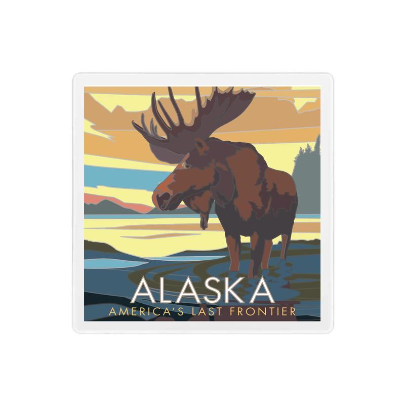 Alaska National Parks, Moose View - 4" x 4" Sandstone Coaster