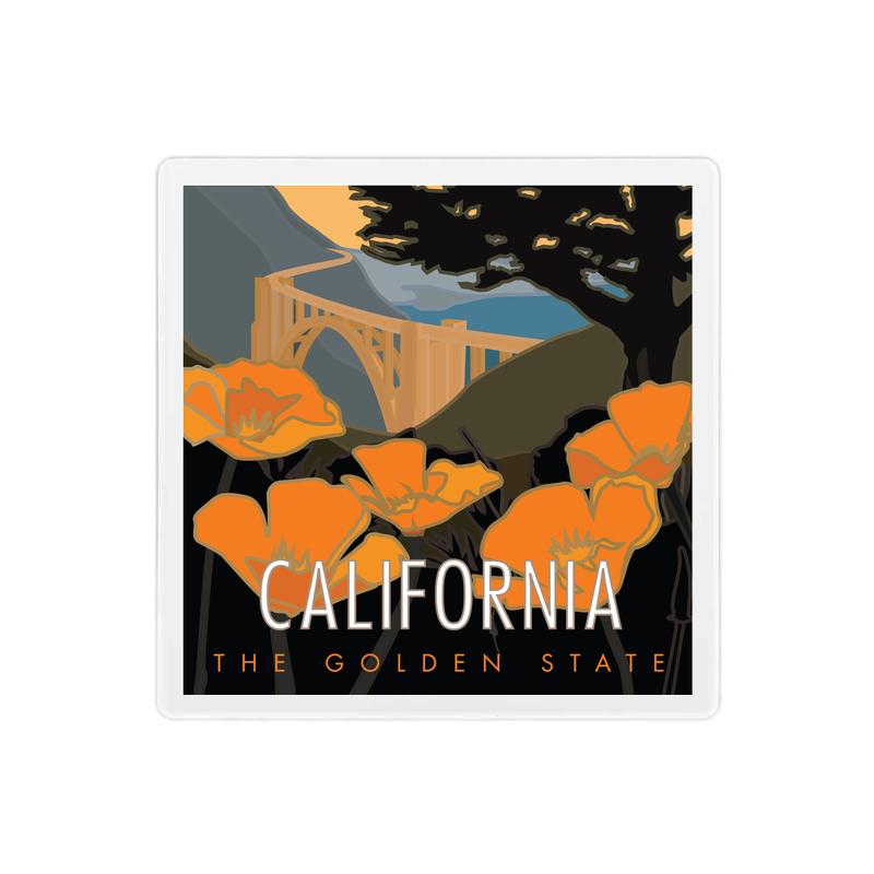 California - The Golden State - 4" x 4" Sandstone Coaster