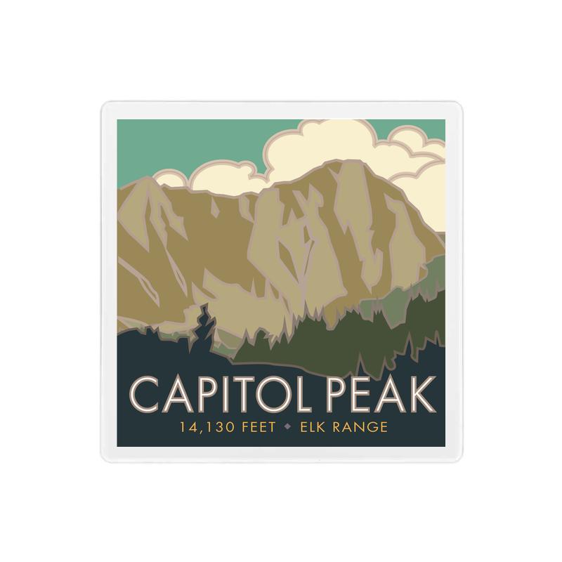 Capitol Peak, Colorado - Colorado 14er - 4" x 4" Sandstone Coaster