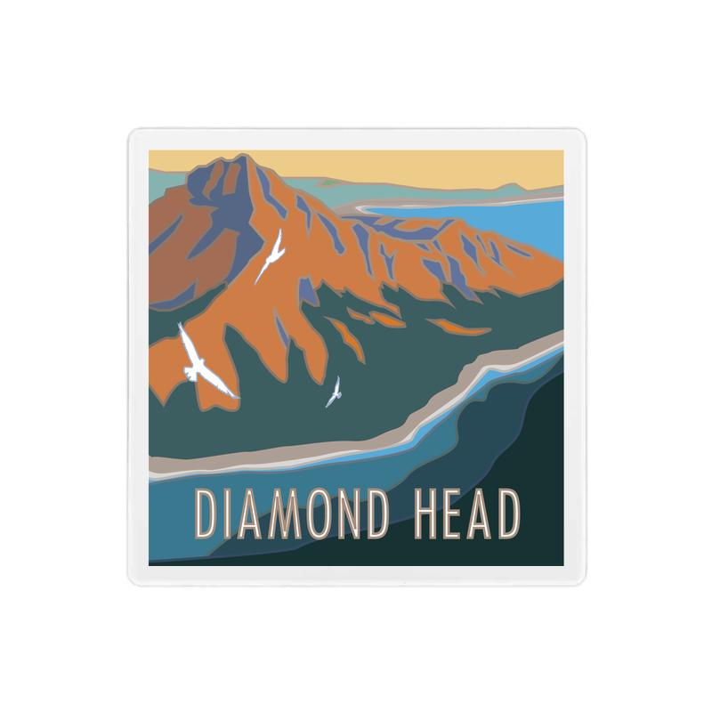 Diamond Head State Monument, Hawaii - 4" x 4" Sandstone Coaster