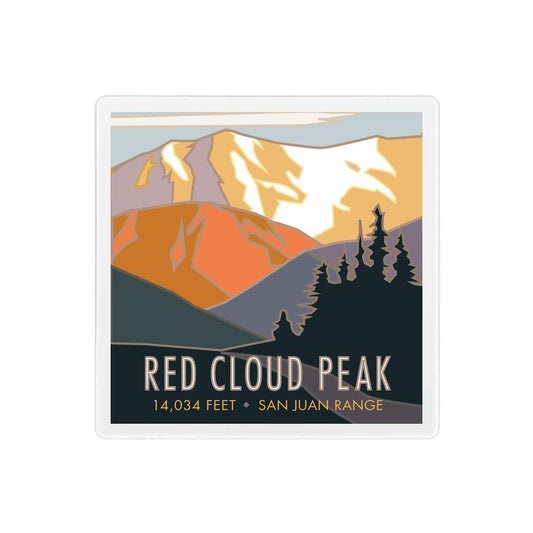 Red Cloud Peak, Colorado - Colorado 14er - 4" x 4" Sandstone Coaster