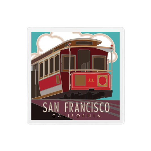 San Francisco (Cable Car), California - 4" x 4" Sandstone Coaster