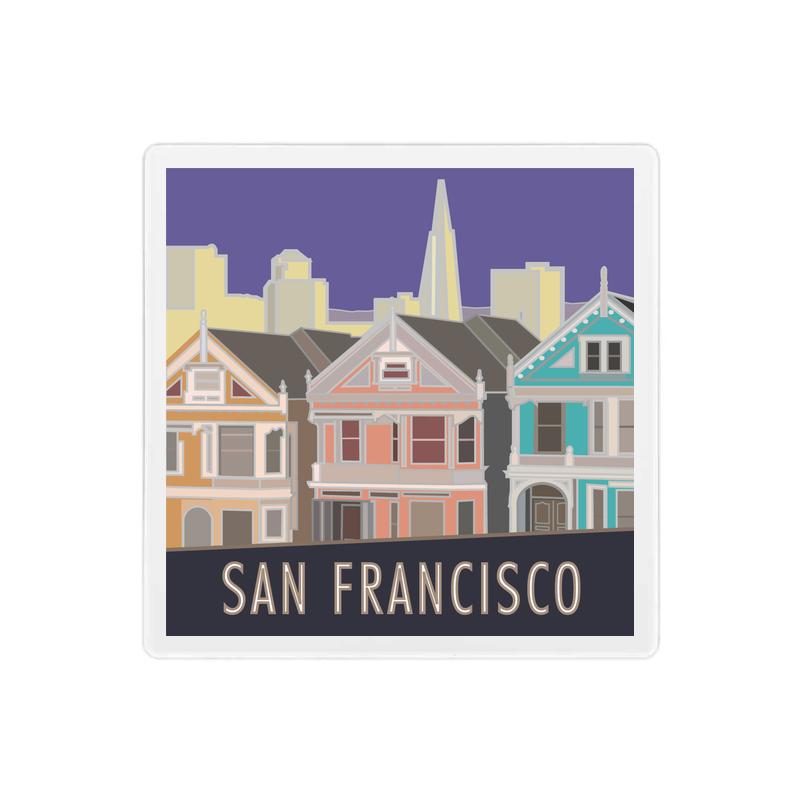 San Francisco (Painted Ladies), California - 4" x 4" Sandstone Coaster