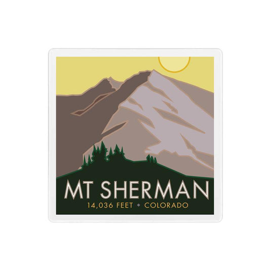Mt. Sherman, Colorado - Colorado 14er - 4" x 4" Sandstone Coaster