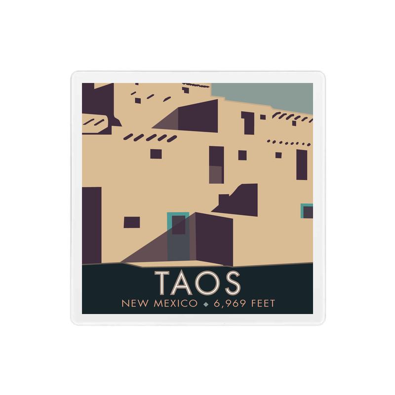 Taos, New Mexico - 4" x 4" Sandstone Coaster