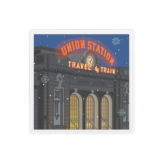 Union Station 1 (Snowflakes), Denver, Colorado - 4" x 4" Sandstone Coaster