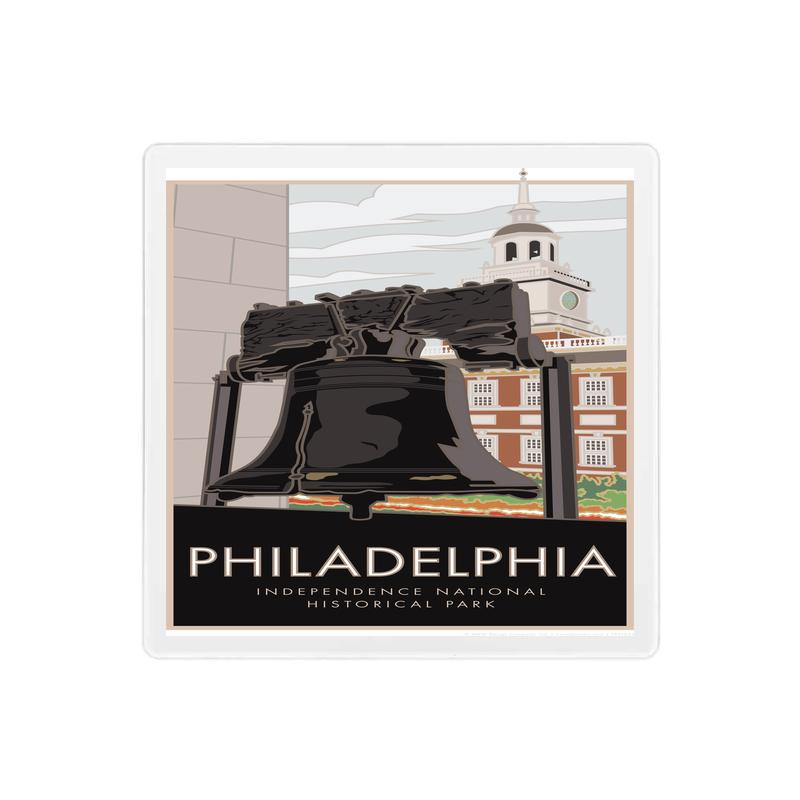 Phila Liberty Bell  Coaster - 4" x 4" Sandstone Coaster