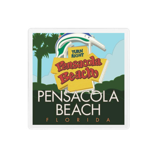 Pensacola Beach Sign Coaster - 4" x 4" Sandstone Coaster