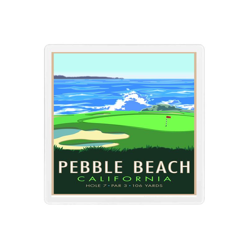 Pebble Beach 7 Coaster - 4" x 4" Sandstone Coaster