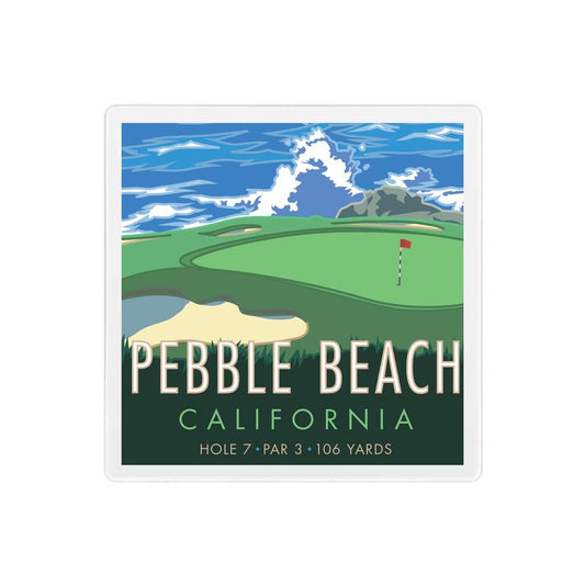 Pebble Beach 7 Coaster - 4" x 4" Sandstone Coaster
