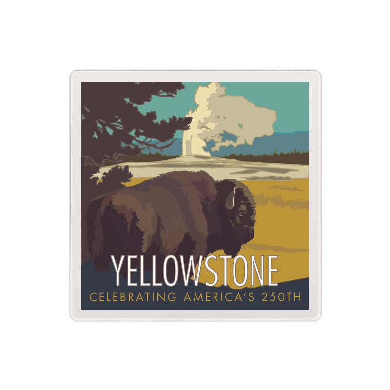 Yellowstone Bison 250th Coaster - 4" x 4" Sandstone Coaster