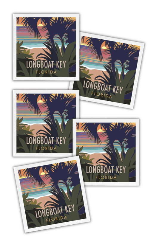 Longboat Key, Florida - 4.25" x 4.25" Ceramic Coaster