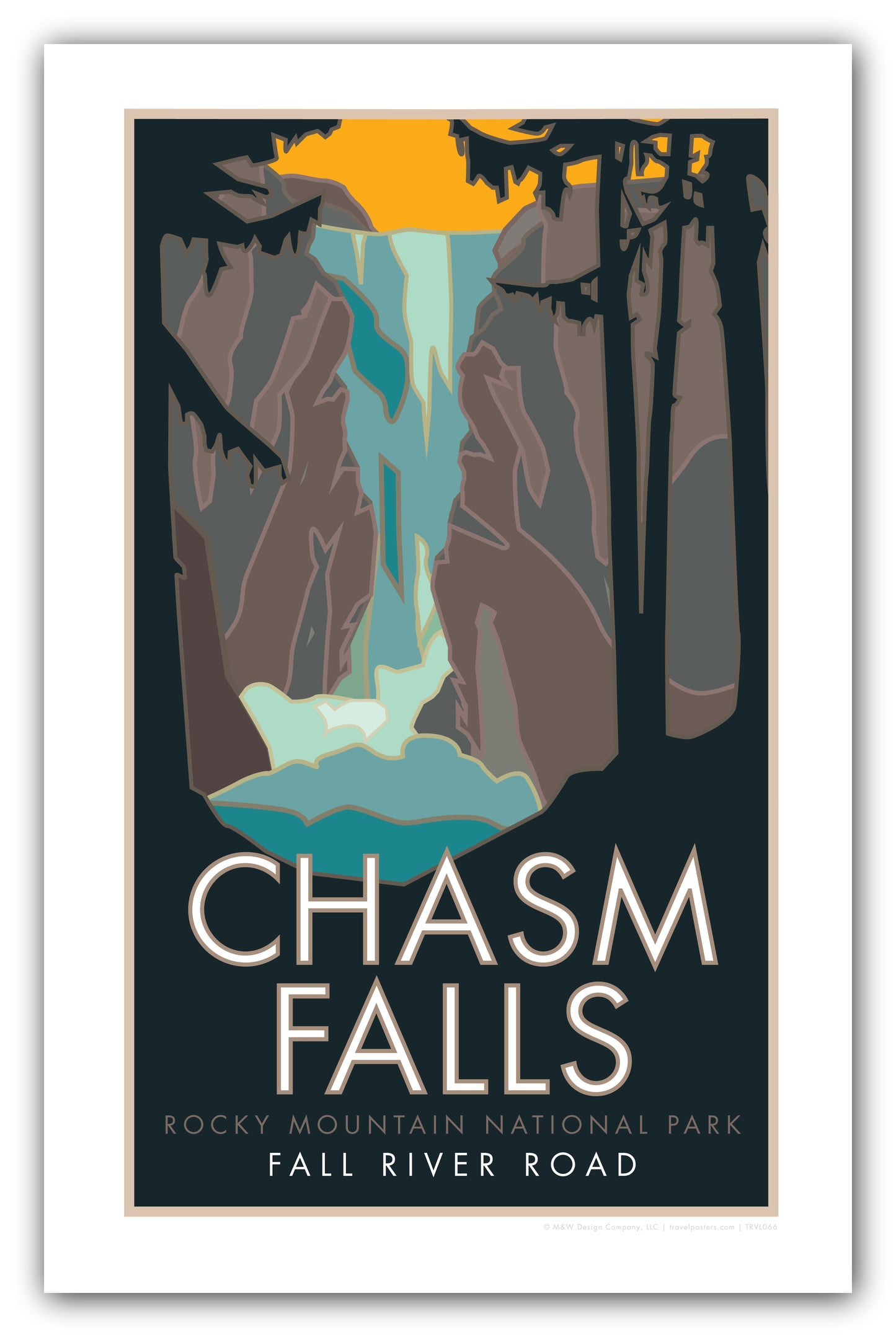 Chasm Falls, Rocky Mountain National Park, Colorado - Poster