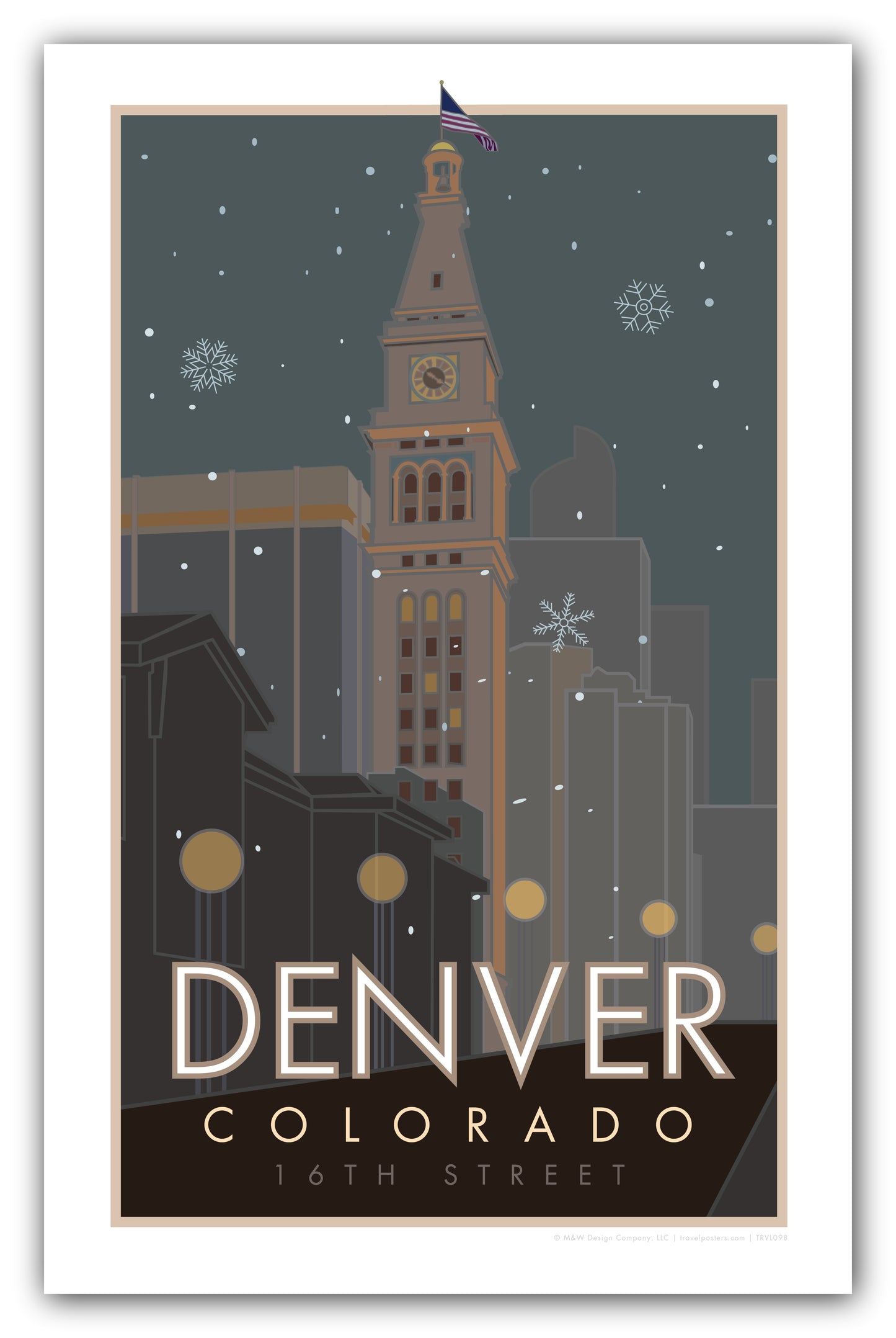 Denver 16th Street Mall Clocktower, Colorado - Poster