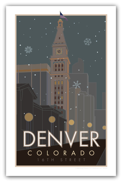 Denver 16th Street Mall Clocktower, Colorado - Poster