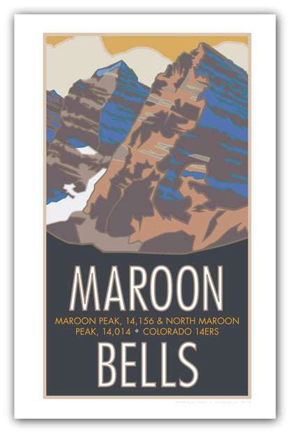 Maroon Bells, Colorado - Colorado 14er - Poster