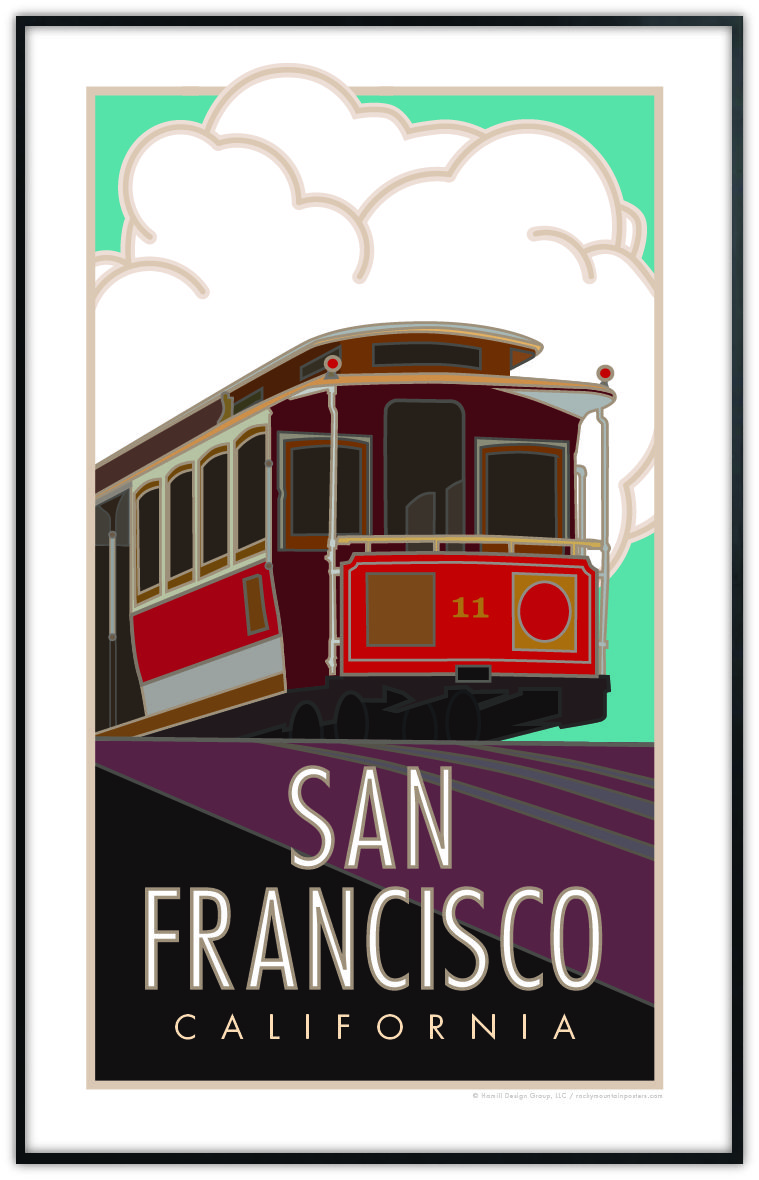 San Francisco (Cable Car), California Posters - Poster - Travel